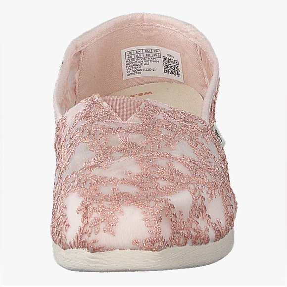 TOMS Alpargata Shoes Women's‎ Size 9 US Rose Gold Pink Hibiscus Floral Lace NWT - Picture 9 of 12